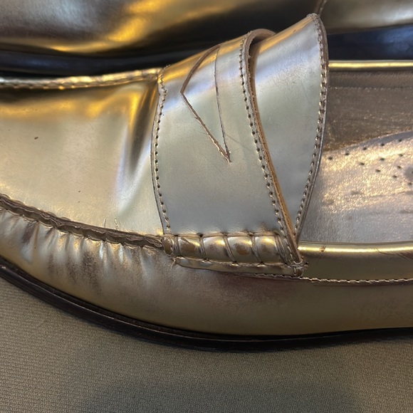 Cole Haan Metallic Gold Penny Loafers - Picture 5 of 15